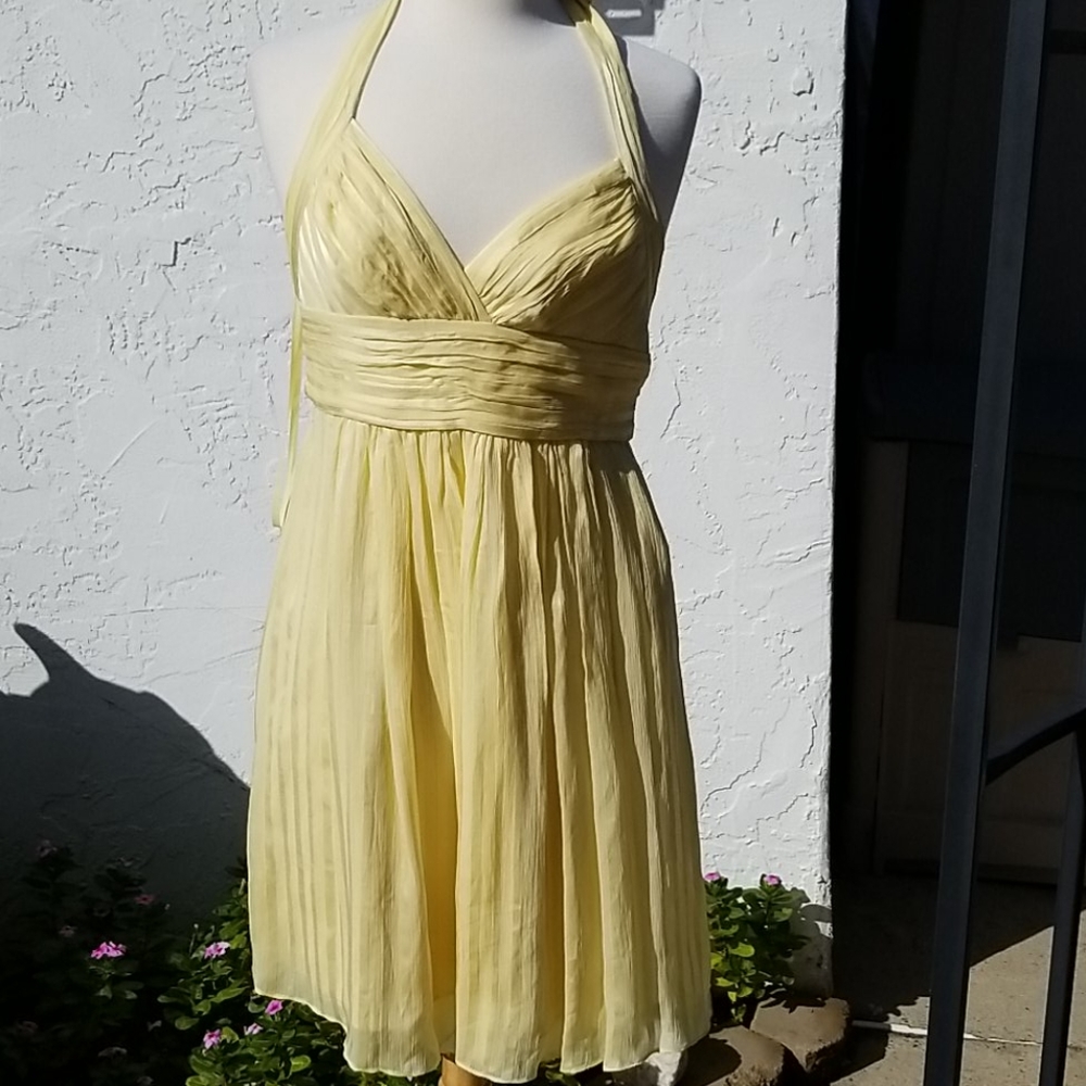 BCGBMAXAZRIA Pale Lime Silk Halter Dress